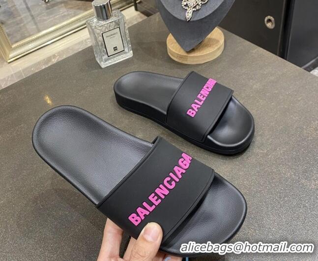 Custom Balenciaga Flat Slide Sandals 031014 Black 2021