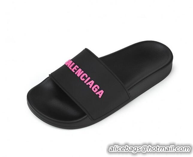 Custom Balenciaga Flat Slide Sandals 031014 Black 2021