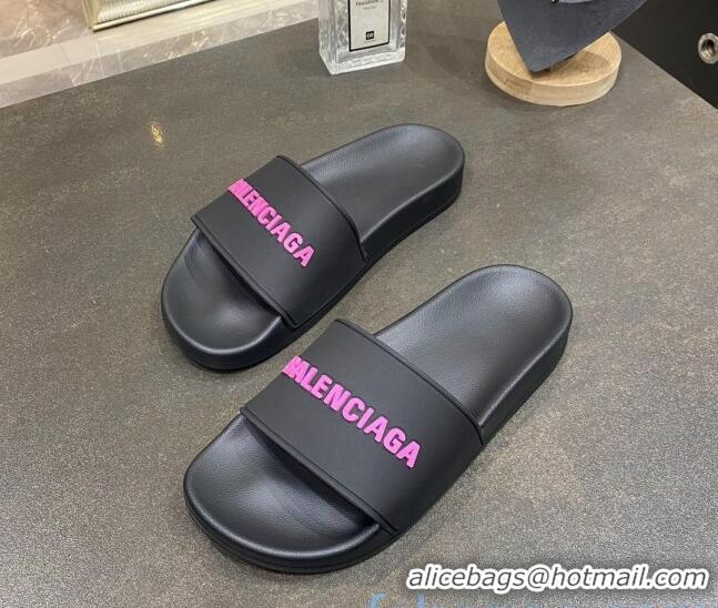 Custom Balenciaga Flat Slide Sandals 031014 Black 2021