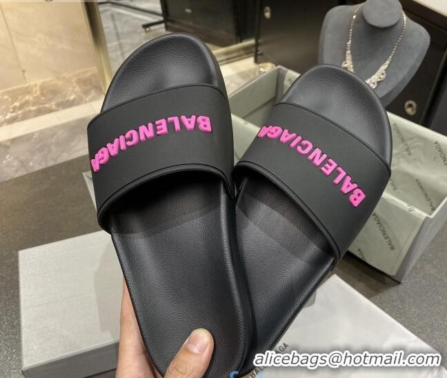 Custom Balenciaga Flat Slide Sandals 031014 Black 2021