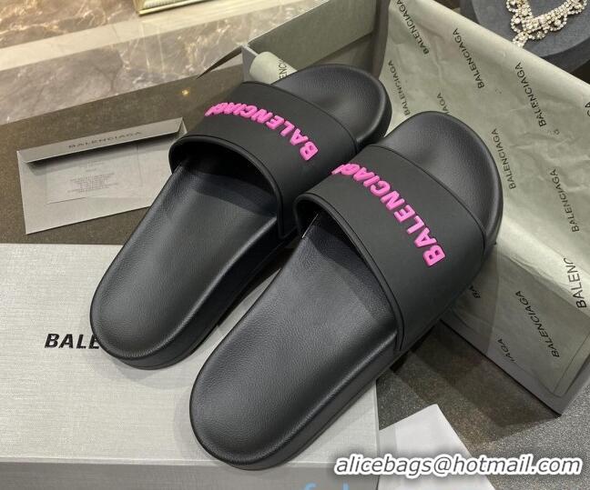 Custom Balenciaga Flat Slide Sandals 031014 Black 2021