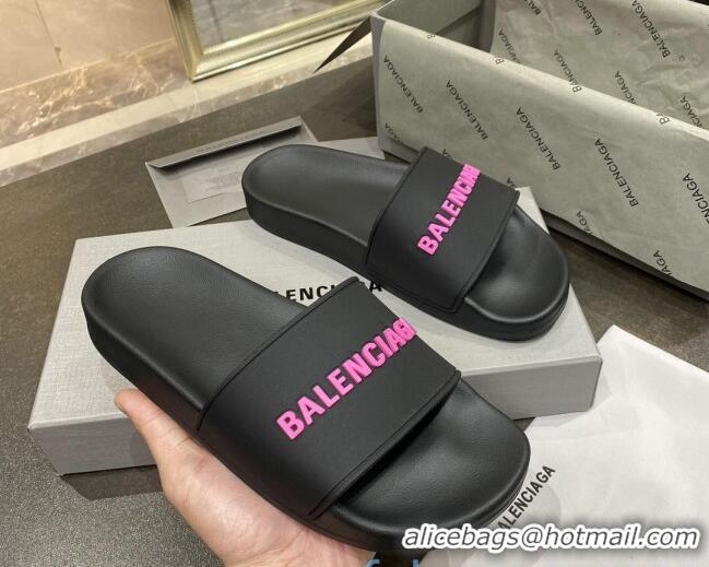 Custom Balenciaga Flat Slide Sandals 031014 Black 2021