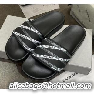 Trendy Design Balenciaga Flat Slide Sandals 031014 Black 2021