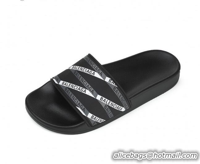 Trendy Design Balenciaga Flat Slide Sandals 031014 Black 2021