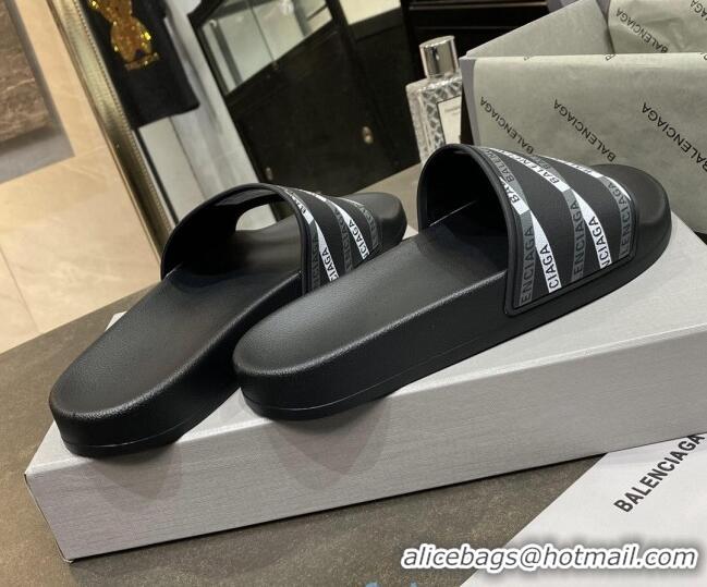 Trendy Design Balenciaga Flat Slide Sandals 031014 Black 2021