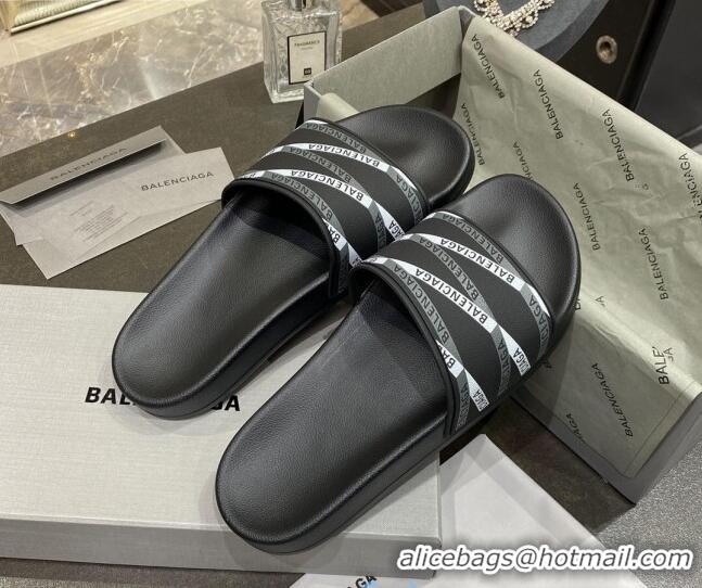 Trendy Design Balenciaga Flat Slide Sandals 031014 Black 2021