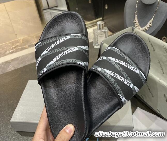 Trendy Design Balenciaga Flat Slide Sandals 031014 Black 2021