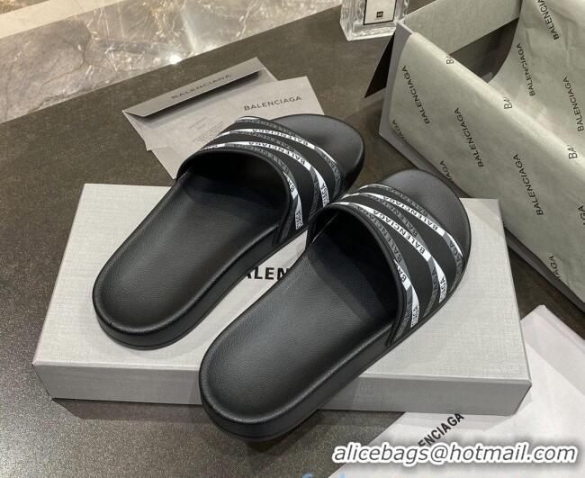 Trendy Design Balenciaga Flat Slide Sandals 031014 Black 2021