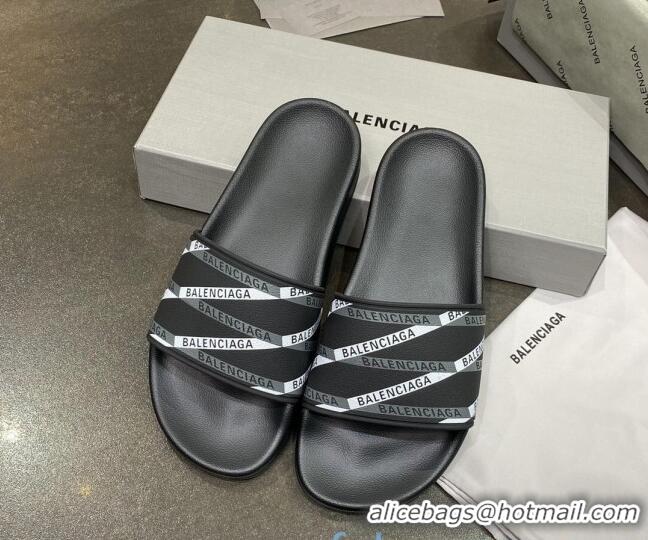 Trendy Design Balenciaga Flat Slide Sandals 031014 Black 2021