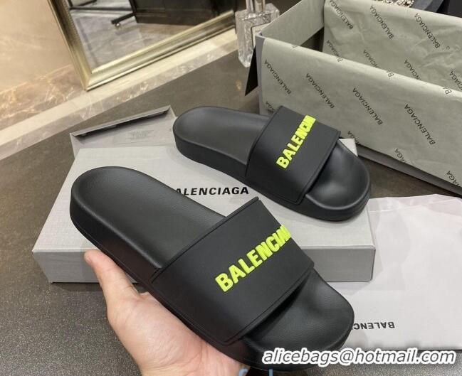 Good Quality Balenciaga Flat Slide Sandals 031014 Black 2021