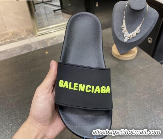 Good Quality Balenciaga Flat Slide Sandals 031014 Black 2021