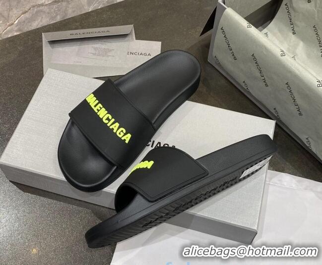 Good Quality Balenciaga Flat Slide Sandals 031014 Black 2021