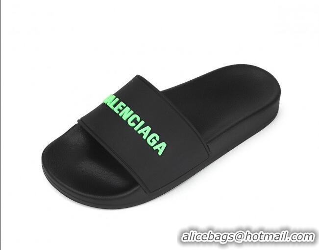 Good Quality Balenciaga Flat Slide Sandals 031014 Black 2021