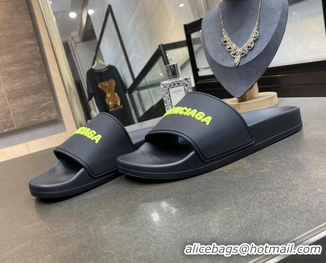 Good Quality Balenciaga Flat Slide Sandals 031014 Black 2021