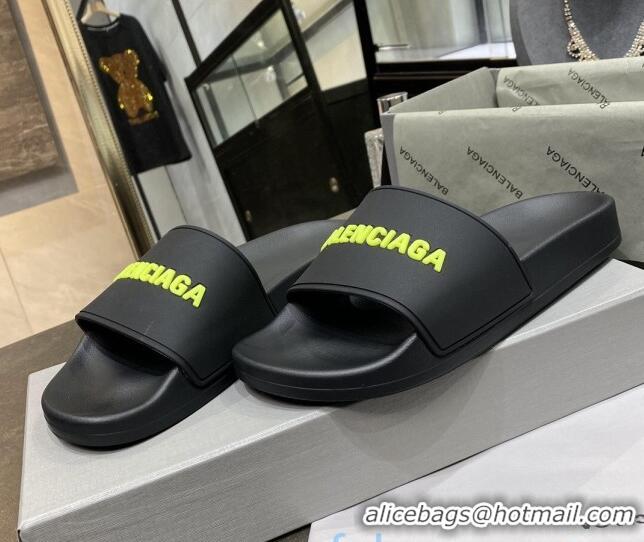 Good Quality Balenciaga Flat Slide Sandals 031014 Black 2021