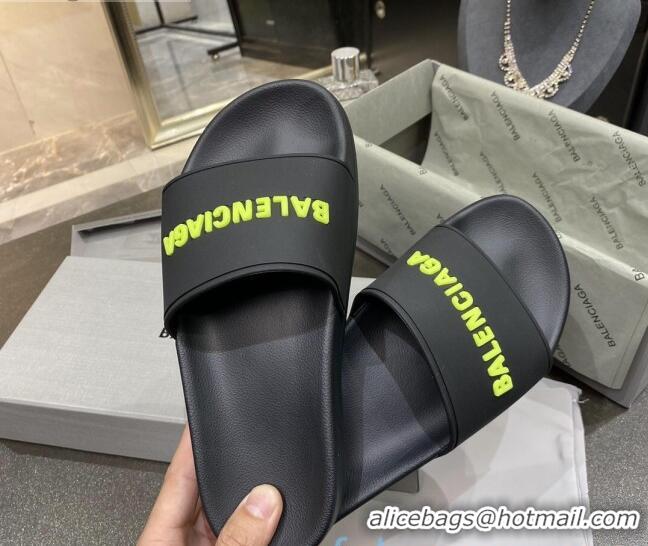 Good Quality Balenciaga Flat Slide Sandals 031014 Black 2021