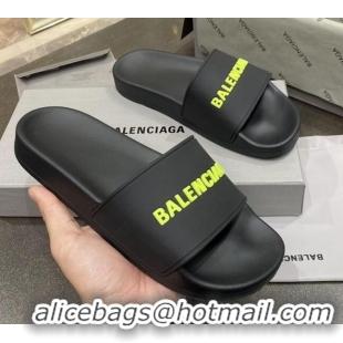 New Style Balenciaga Flat Slide Sandals 031014 Black 2021