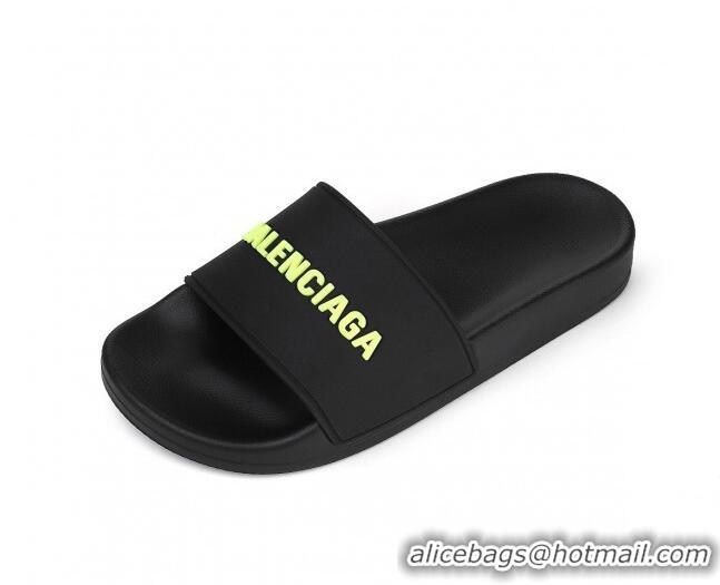 New Style Balenciaga Flat Slide Sandals 031014 Black 2021