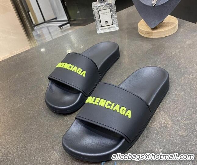 New Style Balenciaga Flat Slide Sandals 031014 Black 2021