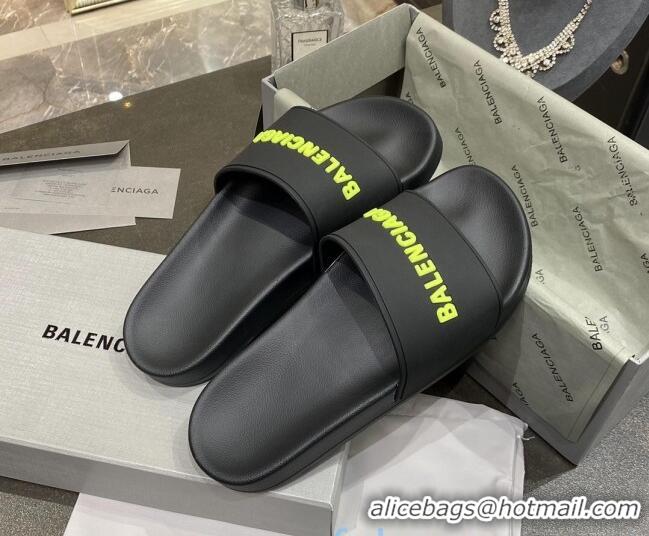 New Style Balenciaga Flat Slide Sandals 031014 Black 2021