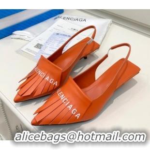 Top Quality Balenciaga Tassel Slingback Pumps 3cm 031124 Orange