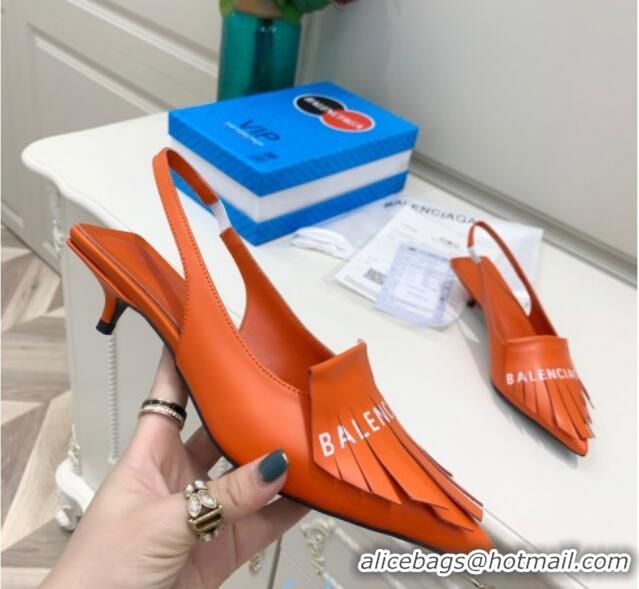 Top Quality Balenciaga Tassel Slingback Pumps 3cm 031124 Orange