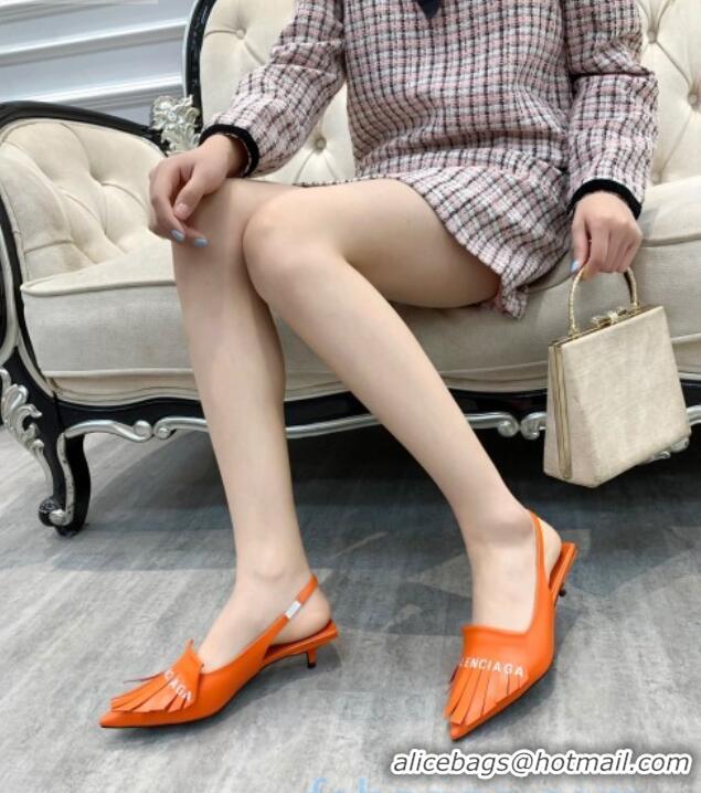 Top Quality Balenciaga Tassel Slingback Pumps 3cm 031124 Orange