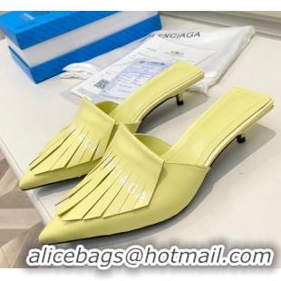 Super Quality Balenciaga Tassel Heel Mules 3cm 031128 Yellow 2021