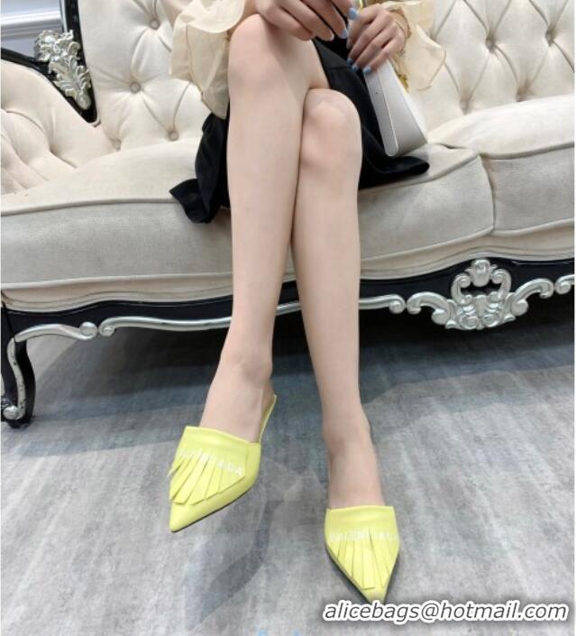 Super Quality Balenciaga Tassel Heel Mules 3cm 031128 Yellow 2021