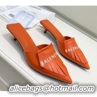 Best Design Balenciaga Tassel Heel Mules 3cm 031128 Orange 2021