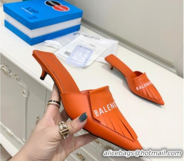 Best Design Balenciaga Tassel Heel Mules 3cm 031128 Orange 2021