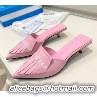 Popular Balenciaga Tassel Heel Mules 3cm 031128 Pink 2021