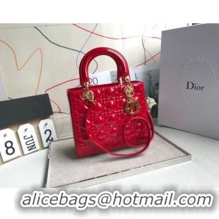 Discount LADY DIOR MY ABCDIOR Patent Leather Bag M05389 Red Gold