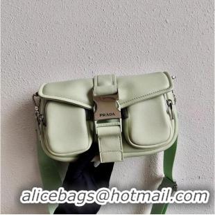 Trendy Design Prada Pocket nylon and brushed leather bag 1BD295 Green