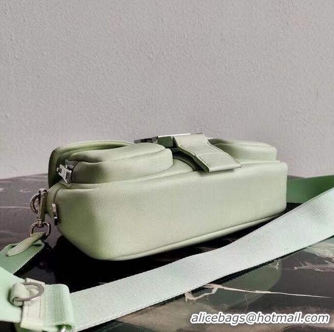 Trendy Design Prada Pocket nylon and brushed leather bag 1BD295 Green