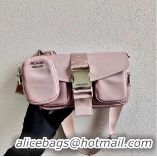 Well Crafted Prada Pocket nylon and brushed leather bag 1BD295 Pink