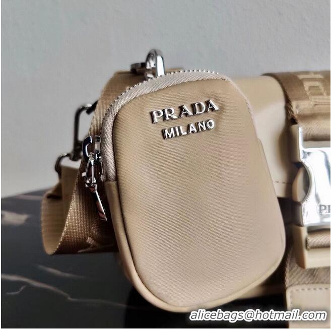 Cheapest Prada Pocket nylon and brushed leather bag 1BD295 Biscuits