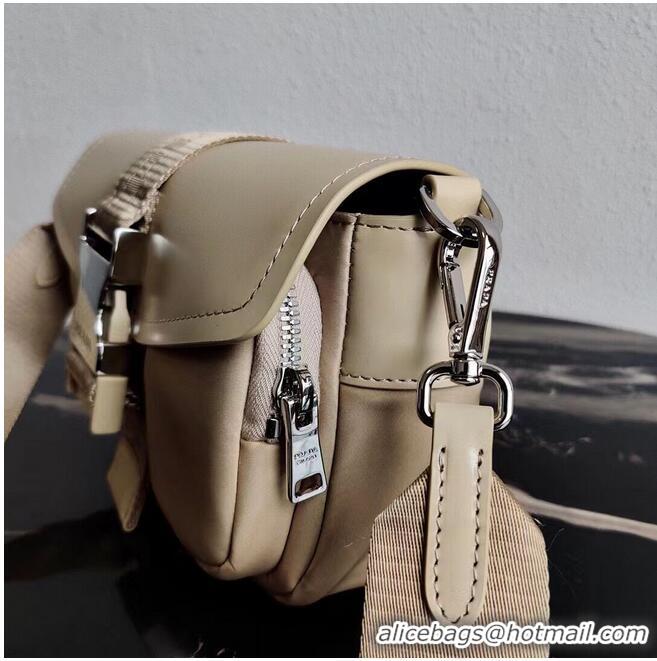 Cheapest Prada Pocket nylon and brushed leather bag 1BD295 Biscuits