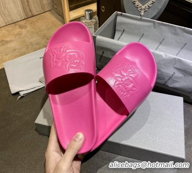 Unique Style Balenciaga Leather Ox Flat Slide Sandals 040807 Pink 2021