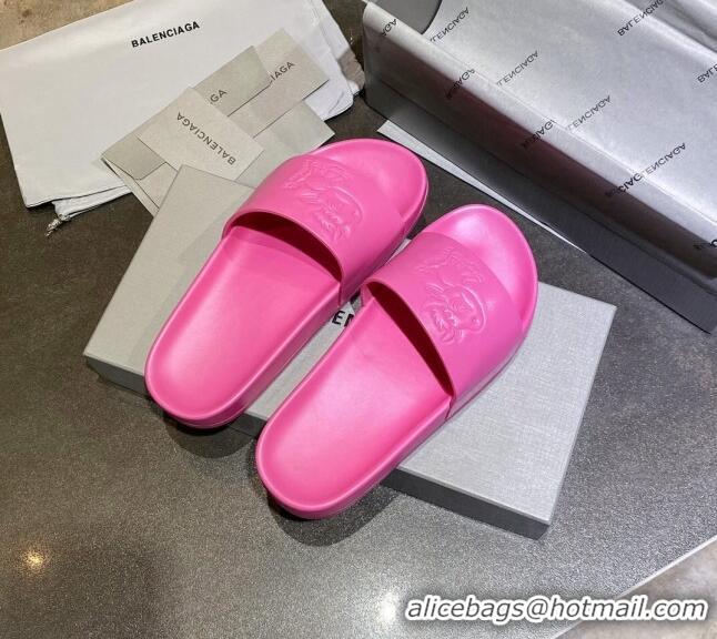 Unique Style Balenciaga Leather Ox Flat Slide Sandals 040807 Pink 2021