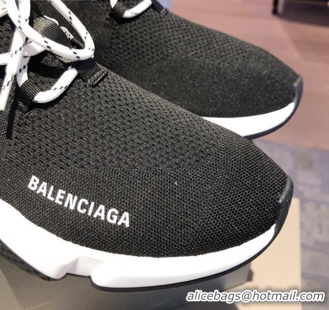 Unique Style Balenciaga Speed Knit Sock Lace-up Boot Sneaker 051007 Black/White 2021