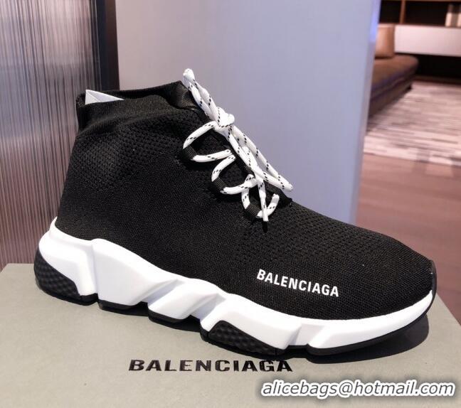 Unique Style Balenciaga Speed Knit Sock Lace-up Boot Sneaker 051007 Black/White 2021