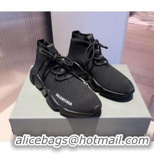 Best Product Balenciaga Speed Knit Sock Lace-up Boot Sneaker 051007 Black 2021