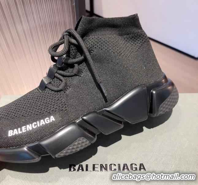 Best Product Balenciaga Speed Knit Sock Lace-up Boot Sneaker 051007 Black 2021