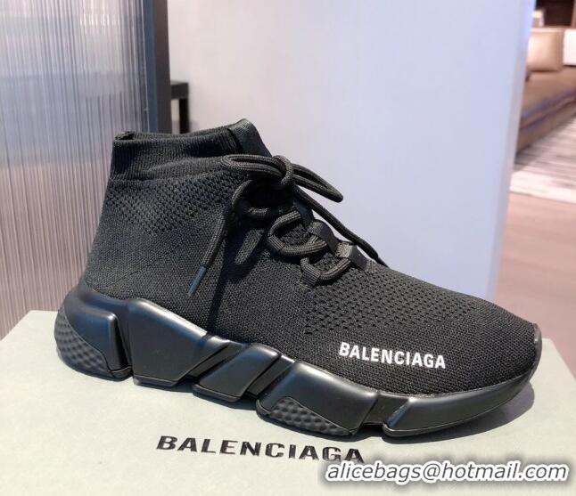 Best Product Balenciaga Speed Knit Sock Lace-up Boot Sneaker 051007 Black 2021