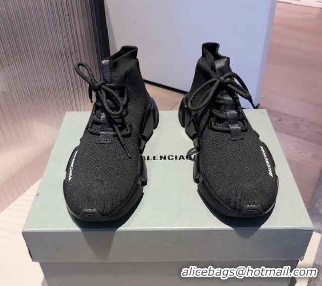 Best Product Balenciaga Speed Knit Sock Lace-up Boot Sneaker 051007 Black 2021