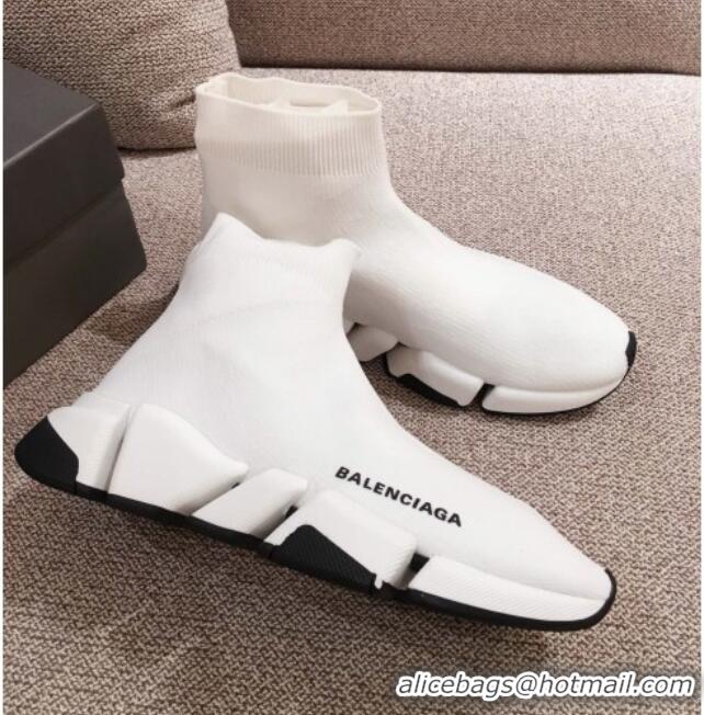 Top Design Balenciaga Speed Knit Sock Boot Sneaker 051009 White 2021