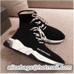 Pretty Style Balenciaga Speed Knit Sock Lace-up Boot Sneaker 051022 Black 2021