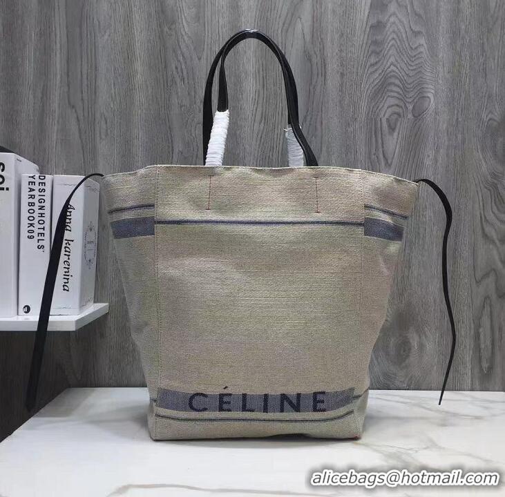 Buy Grade Celine Cabas Textile And Calfskin Tote Bag 192176 Blue