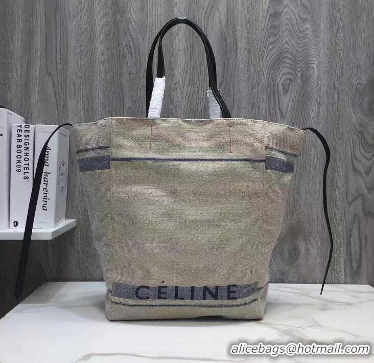 Buy Grade Celine Cabas Textile And Calfskin Tote Bag 192176 Blue